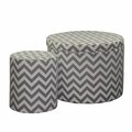 Homeroots Gray & White Chevron Ottoman Set - 2 Piece 469403